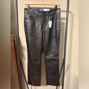 Old Navy Black High-Rise Boot-Cut Faux Leather Pants | 00 | NWT